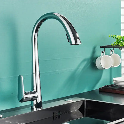 Modern chrome finished kitchen faucet with sleek arched spout and single lever handle for decorbites black kitchen