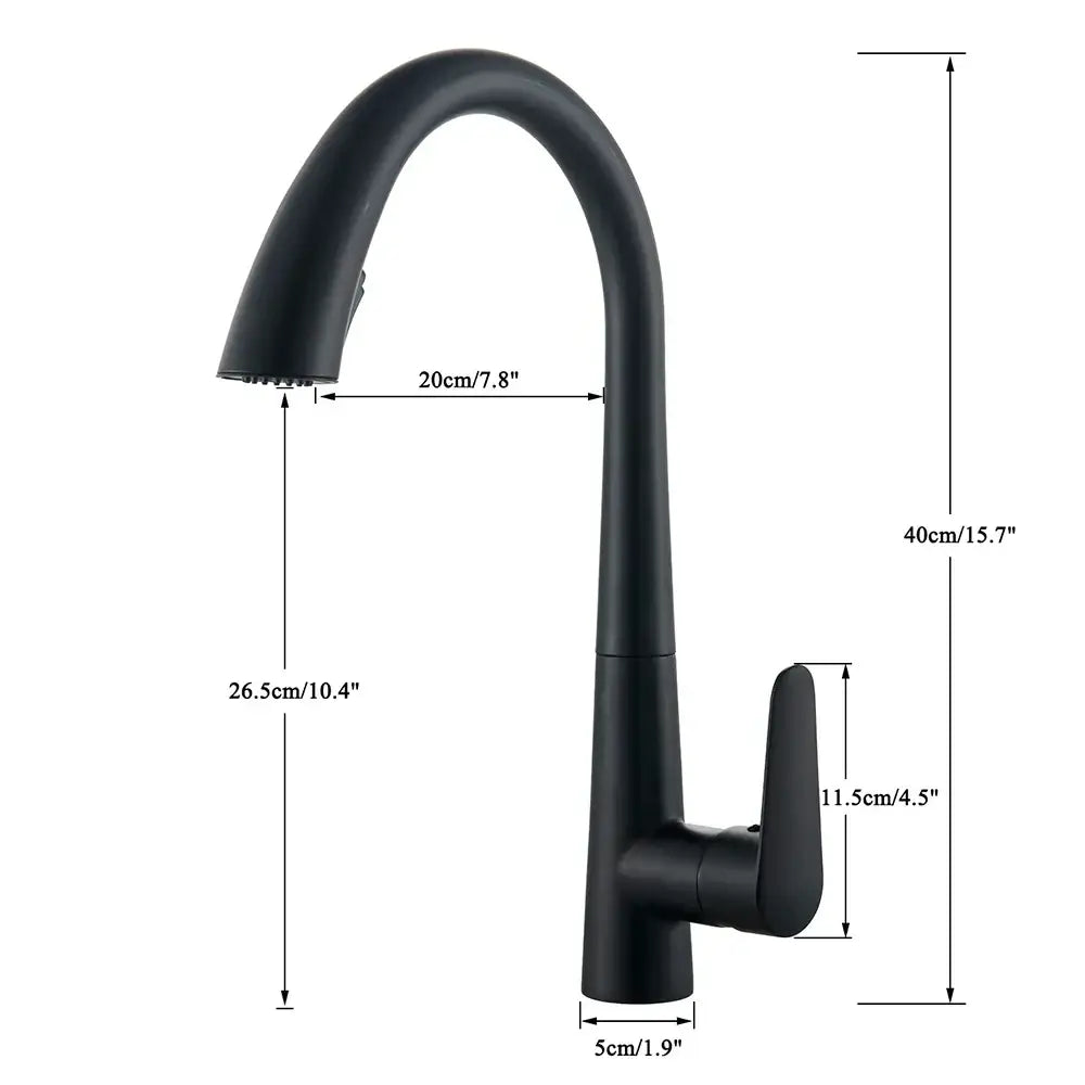 DecorBites black kitchen faucet with matte finish pull-out sprayer and single lever control for modern kitchens