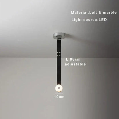 Adjustable DecorBites black leather marble chandeliers with led bulb and sleek leather marble design measuring 88cm