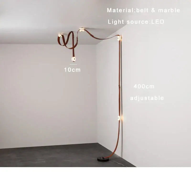 A sleek decorbites black leather marble floor lamp with adjustable design and led lights for dining room decor