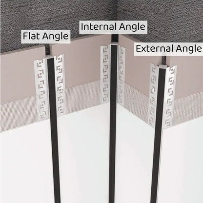 DecorBites black led aluminum profile with black corner bead and white patterned tape for invisible ceiling light strip installation