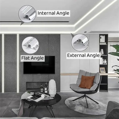 The decorbites black led aluminum profile is a sleek black led aluminum strip for invisible ceiling light installation