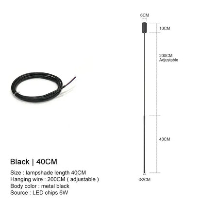 Decorbites black led pendant lights featuring a black metal shade with 40cm diameter and adjustable 200cm wire