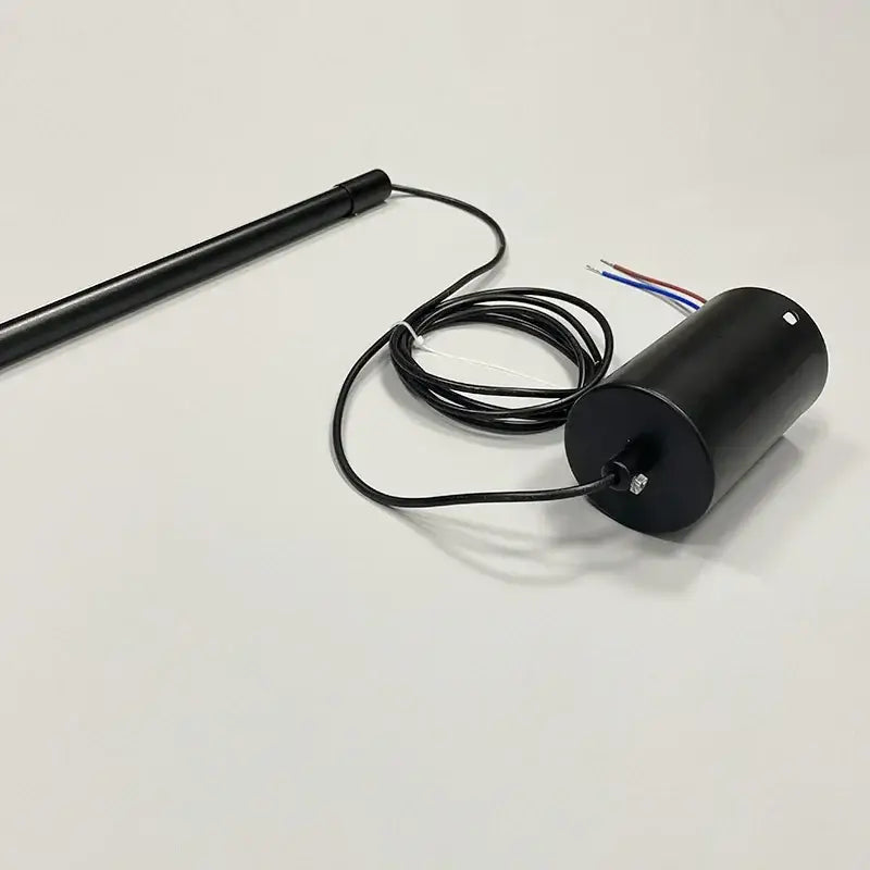Black cylindrical sensor with coiled cable and exposed wiring for DecorBites black led chandelier pendant lights