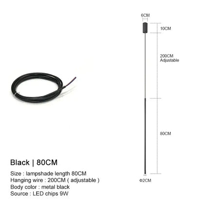 Decorbites black led chandelier pendant lights with black metal lamp, 80cm shade, and adjustable 200cm hanging wire
