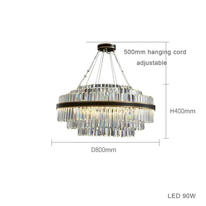 DecorBites black led crystal chandelier with clear prisms and dark bronze frame for luxury dining room lighting