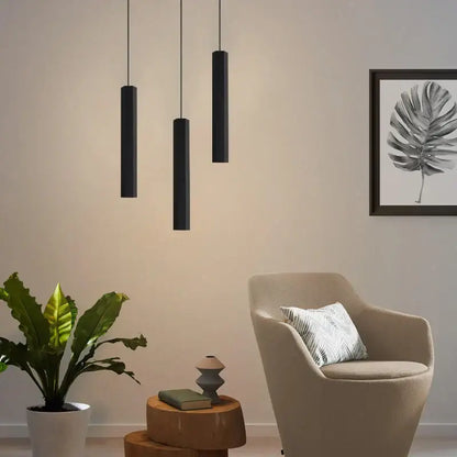 Three sleek black cylindrical pendant lights from decorbites black led crystal staircase chandelier modern nordic design