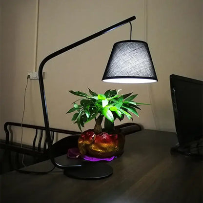 Black metal led floor lamp with textured gray fabric shade by DecorBites for living room and bedroom decoration