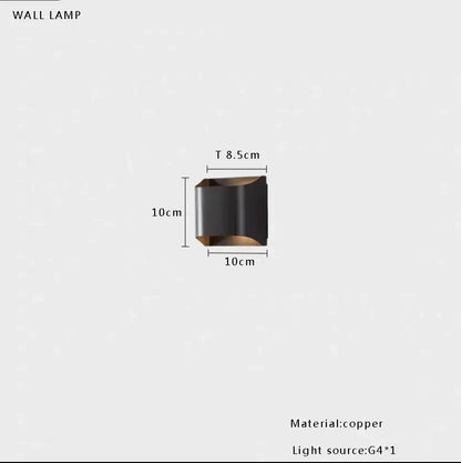 Copper wall lamp with sleek angular design and matte black finish for decorbites black led floor lamp collection