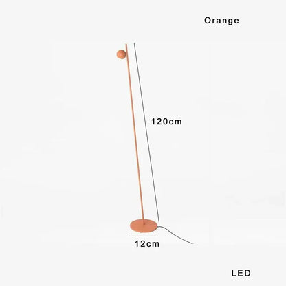 Orange led floor lamp with slender pole and spherical top by decorbites black led floor for minimalist home decor
