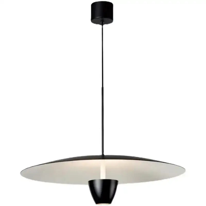 Decorbites black led hanging pendant light with sleek disc-shaped shade and conical base in italian nordic style