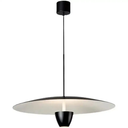 Decorbites black led hanging pendant light with sleek disc-shaped shade and conical base in italian nordic style