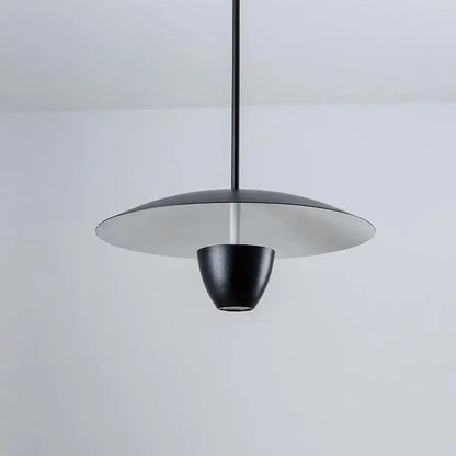 Decorbites black led minimalist pendant light with sleek disc-shaped shade and conical base for ceiling hanging