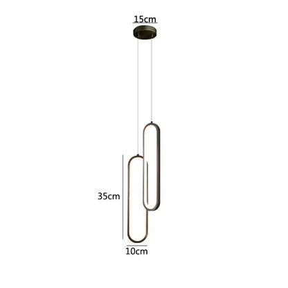Decorbites black led pendant light with modern brushed brass oval elements for elegant bedroom hanging illumination