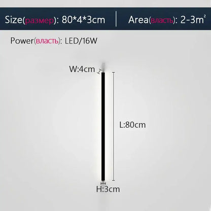 Slim black led wall lamp decorbites black led with modern design 80cm length for bedroom living room aisle sofa background