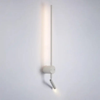 Minimalist decorbites black led wall lamp with white vertical light bar and adjustable downward spotlight for indoor use