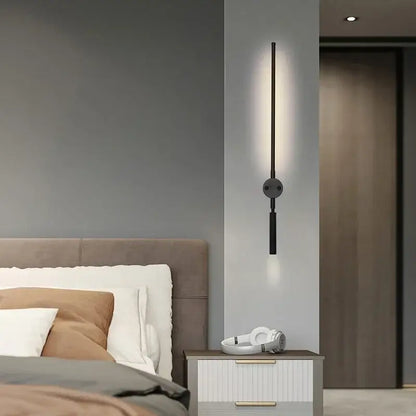 Decorbites black led wall lamp with sleek black minimalist vertical design and warm ambient lighting for indoor spaces