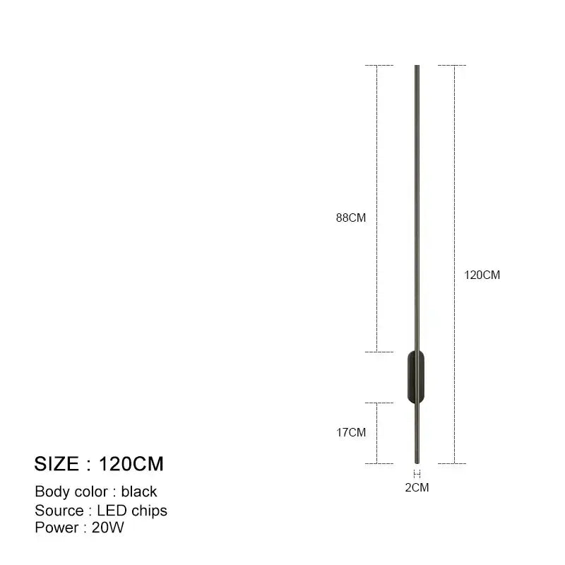 Decorbites™ black led wall lights with sleek cylindrical design 120cm length for bedroom living room kitchen décor