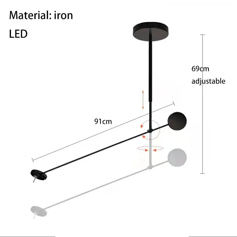 DecorBites black led wall reading light with black iron pendant, adjustable height, and energy-saving led bulbs