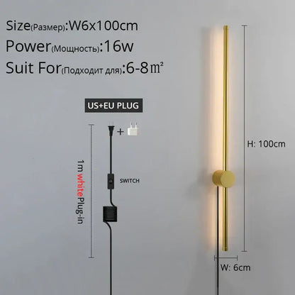 Gold-colored minimalist wall sconce with cylindrical design and circular base for decorbites black led wall lighting