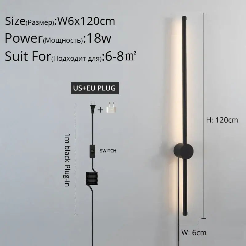 Decorbites black led wall sconce with sleek cylindrical design and warm lighting for living room and bedroom use