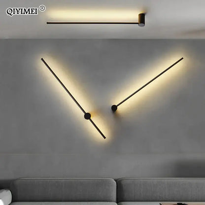 Modern black led wall sconce by decorbites with sleek angular rods and warm ambient lighting for living room or bedroom