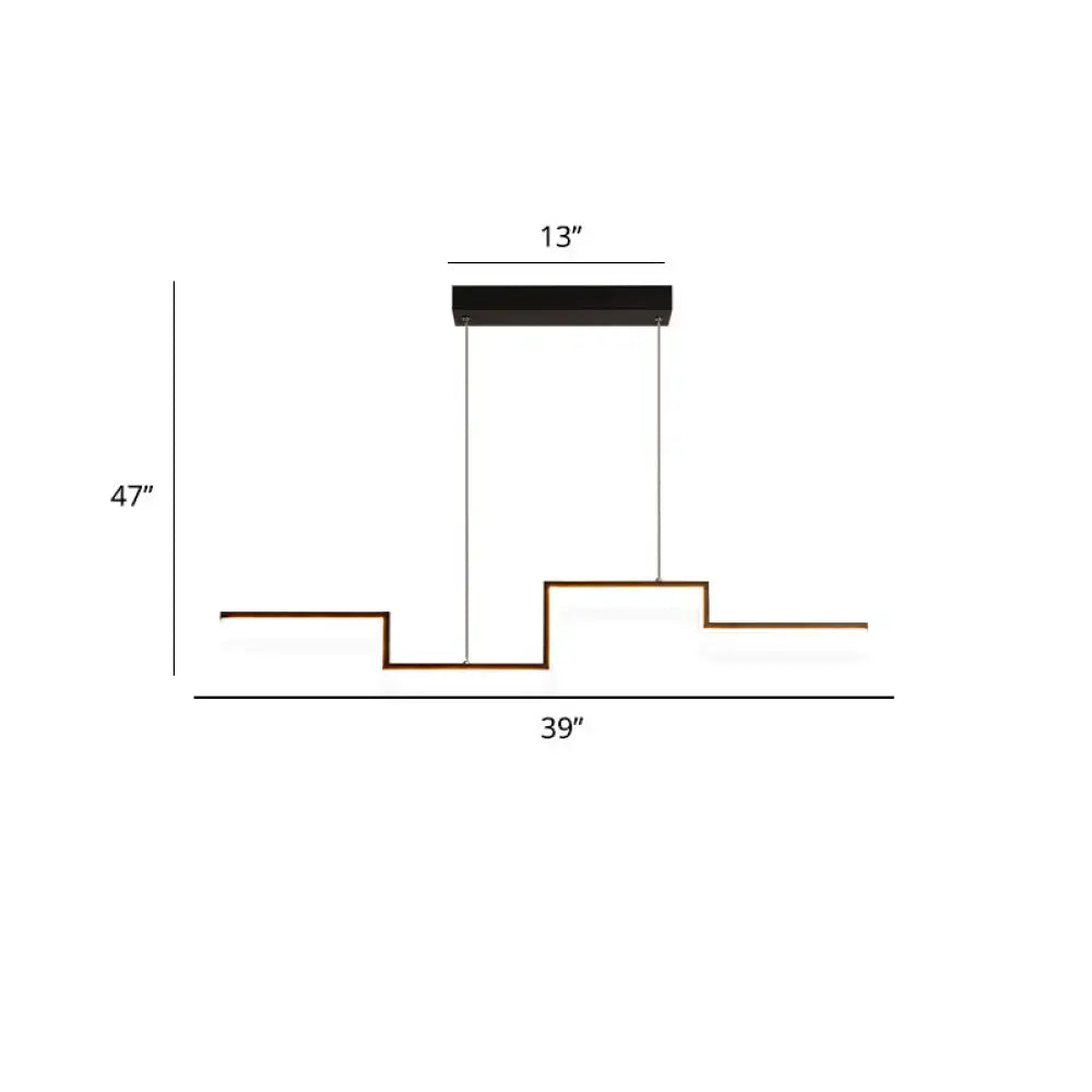 DecorBites Black line art metal hanging lamp with stepped copper base and 47 inch drop for dining room ceiling light color temperature