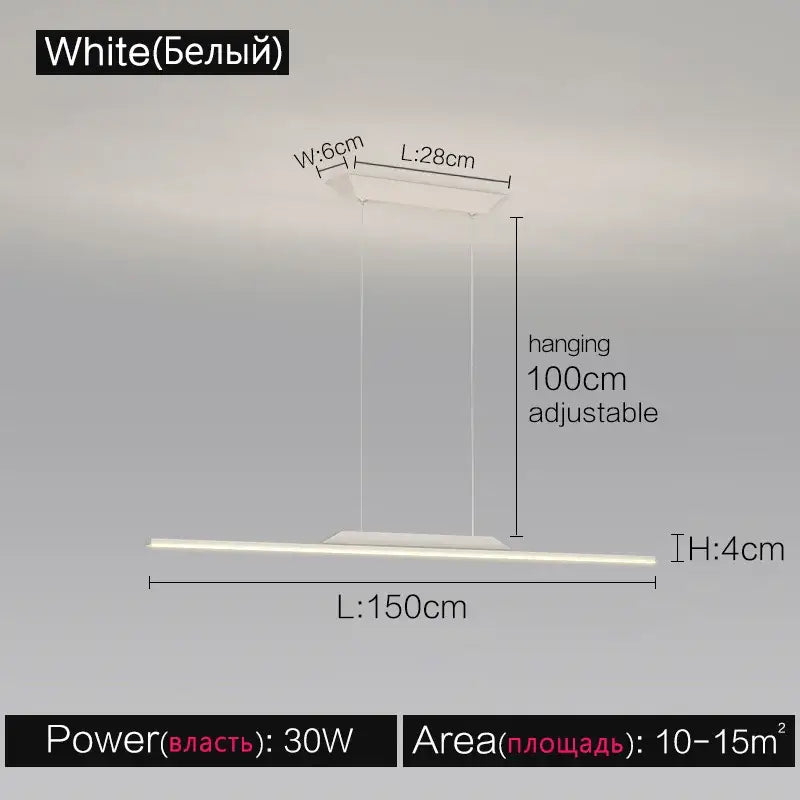 White rectangular led ceiling light with adjustable hanging length in decorbites black line chandelier for luxury lighting