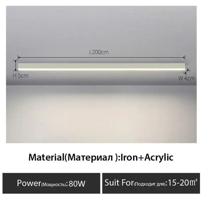DecorBites black linear ceiling lamp with iron and acrylic construction emits soft white glow for living room and aisle