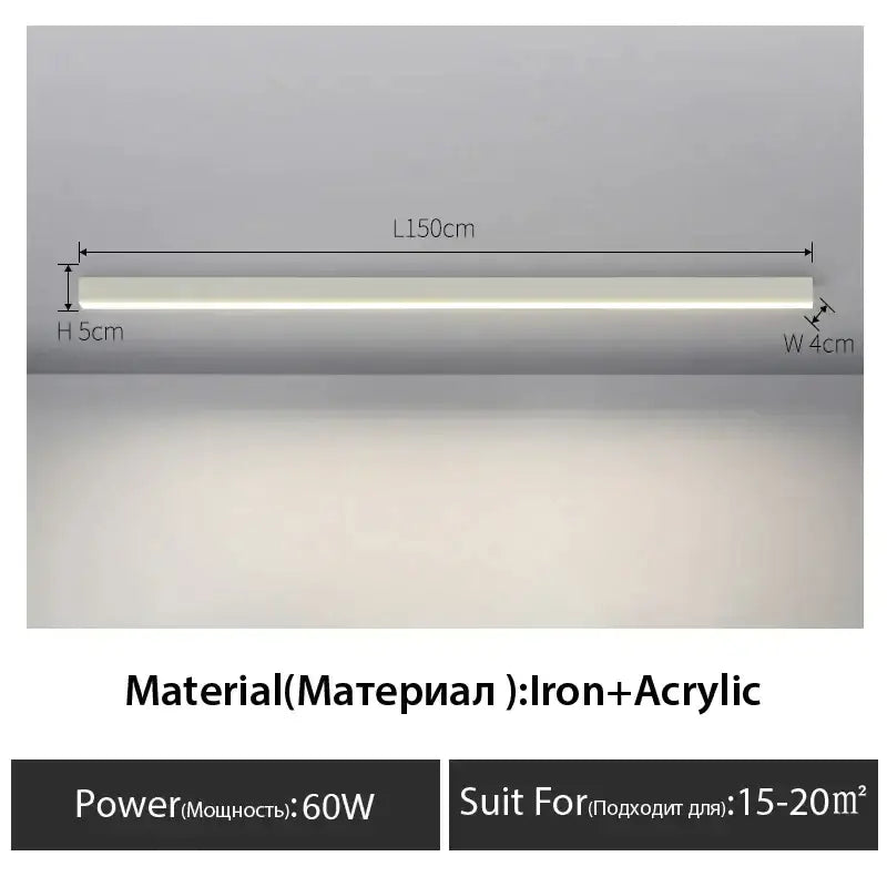 Decorbites black linear ceiling lamp sleek iron and acrylic linear led fixture for living room aisle and dining room