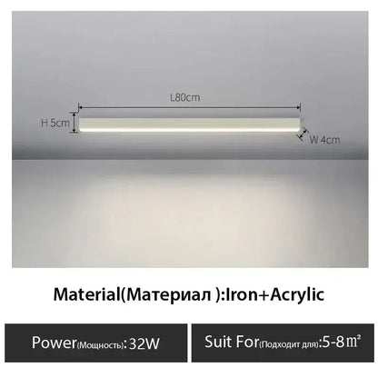 Decorbites black linear ceiling lamp featuring a sleek iron and acrylic design with soft white linear led lighting for living rooms