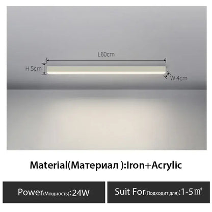 A sleek decorbites black linear 60cm ceiling light with iron and acrylic minimalist design for modern interiors