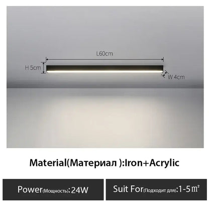 A sleek decorbites black linear ceiling light with black iron and acrylic finish for bedroom and living room