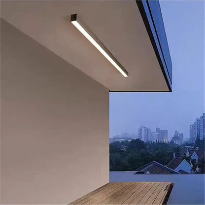 Modern minimalist decorbites black linear ceiling light with sleek rectangular design and warm white black linear led glow