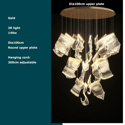 Gold-toned DecorBites black love chandelier lighting with 28 translucent glass elements for dining room illumination