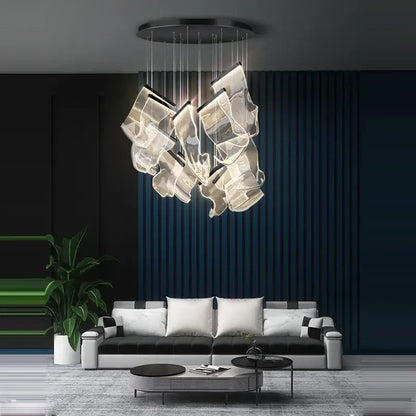 Decorbites black love chandelier lighting features modern translucent glass elements on a black circular mount for dining rooms