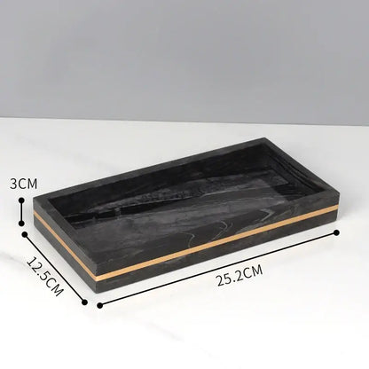 DecorBites black marble bathroom tray with sleek gold trim features elegant marble bathroom accessories design