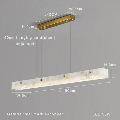 DecorBites black marble pendant chandelier with sleek white marble body gold copper accents and adjustable steel cord