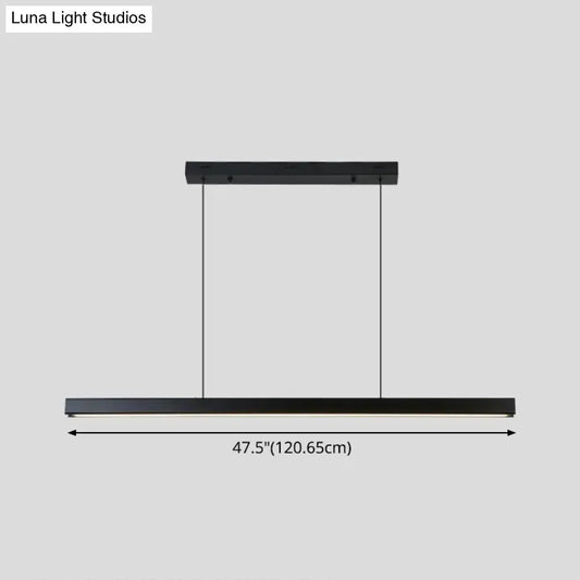 Decorbites black metal linear led pendant with sleek modern design and remote control for restaurant island lighting