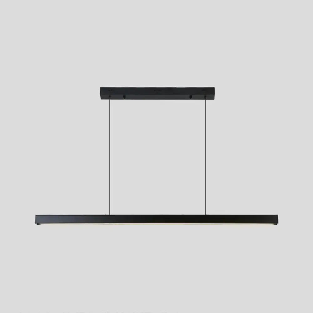 Decorbites black metal linear led pendant with sleek minimalist design and thin cables for restaurant island lighting remote control