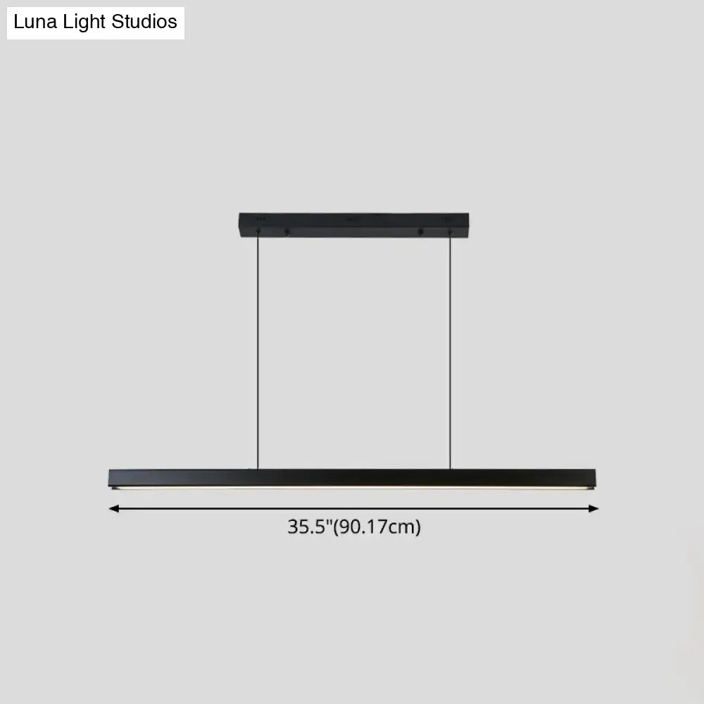 DecorBites black metal linear led pendant featuring sleek rectangular design and remote control for modern lighting