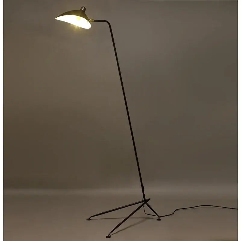 Decorbites black nordic floor lamp with sleek black metal tripod base and warm-toned adjustable shade for living room