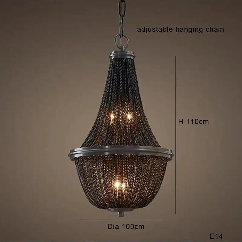 Antique bronze tiered cascade decorbites black tassel ceiling chandelier with three warm light bulbs for living room