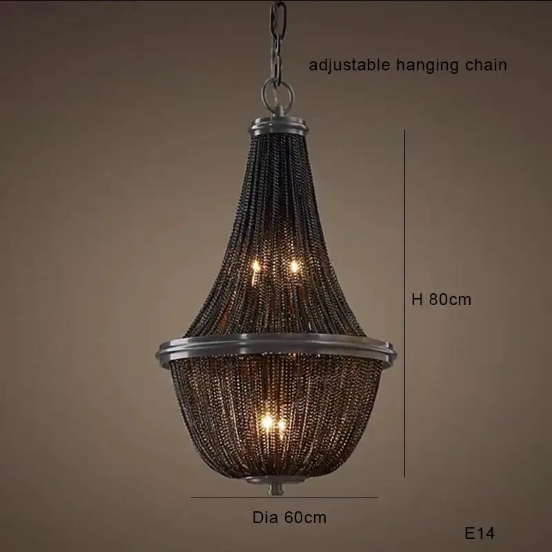 Decorbites black tassel ceiling chandelier with dark metallic chain and tiered cascading design for living room lighting