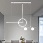 DecorBites™ black white metal suspension light with modern white led circle design for dining room lighting