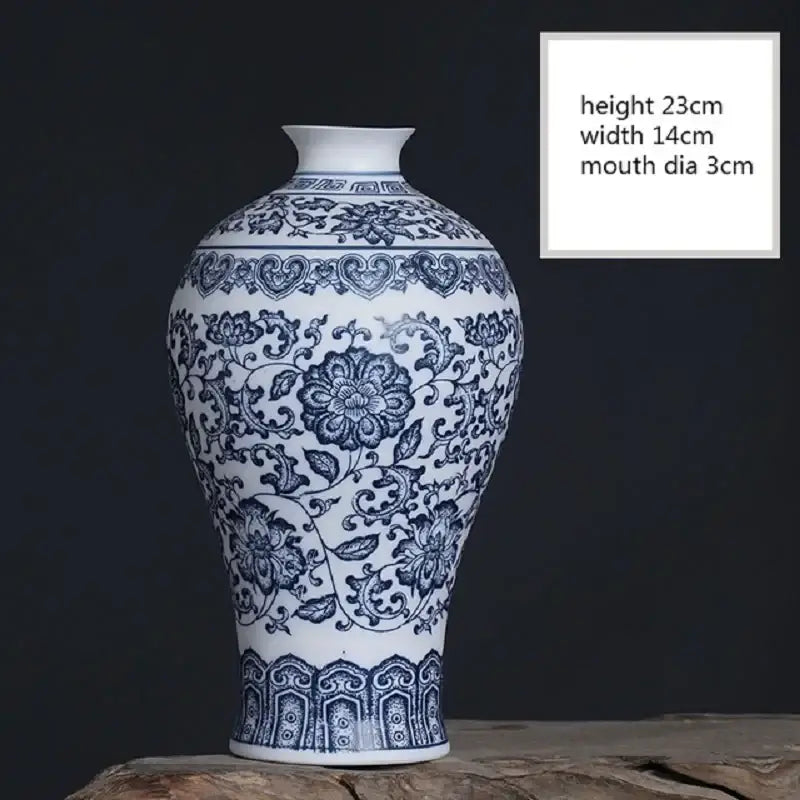 DecorBites blue and white ceramic vase with intricate floral patterns elegant home decor centerpiece