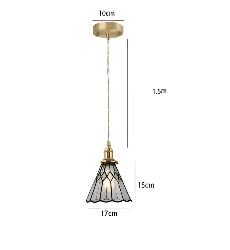 Vintage-style decorbites blue glass pendant light with brass and gold lace stained glass shade for dining room pendant lights