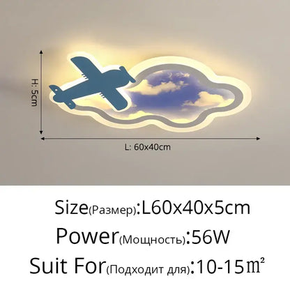 Decorbites blue sky airplane chandelier features a modern blue plane with a soft glowing halo for kids bedroom lighting
