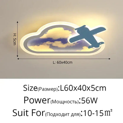 Decorbites blue sky airplane chandelier kids bedroom dimmable light shaped like a cloud with blue airplane silhouette