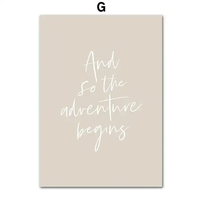 Beige rectangular wall art by decorbites featuring elegant white cursive and beach landscape with beige flower grass design